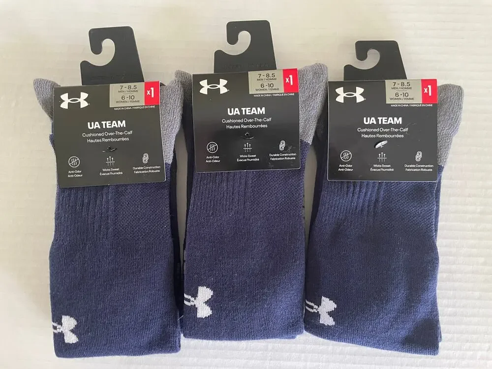 3 Pair Men's Under Armour Team Blue soccer over the calf Socks Size 7-8.5 NEW